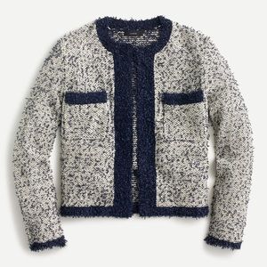 J. Crew Open Front Crop Jacket in Contrast Tweed